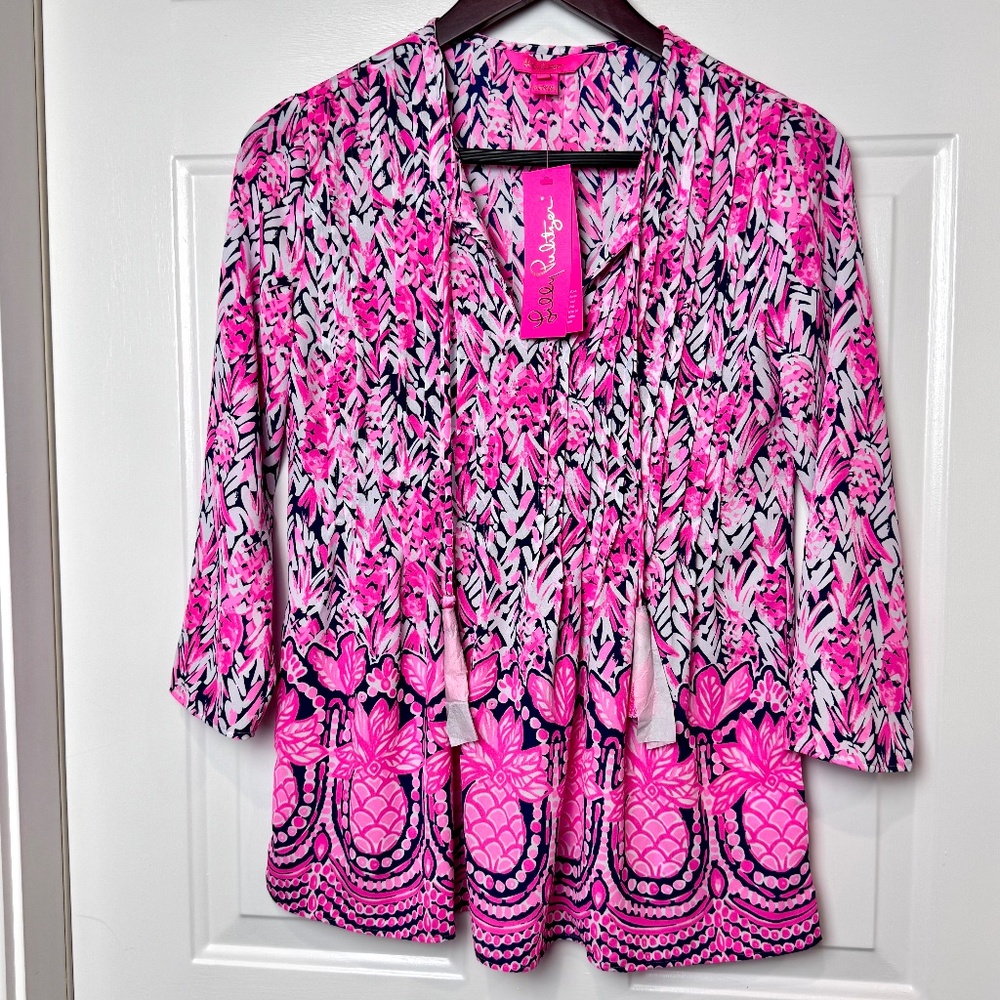 NWT Lilly Pulitzer Marilina Tunic 3/4 Sleeve Loose Fit Size XXS